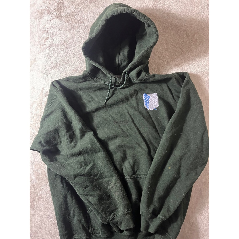 Gildan Attack on Titan Wings of Freedom Hoodie Forest Green Mens L fits like M